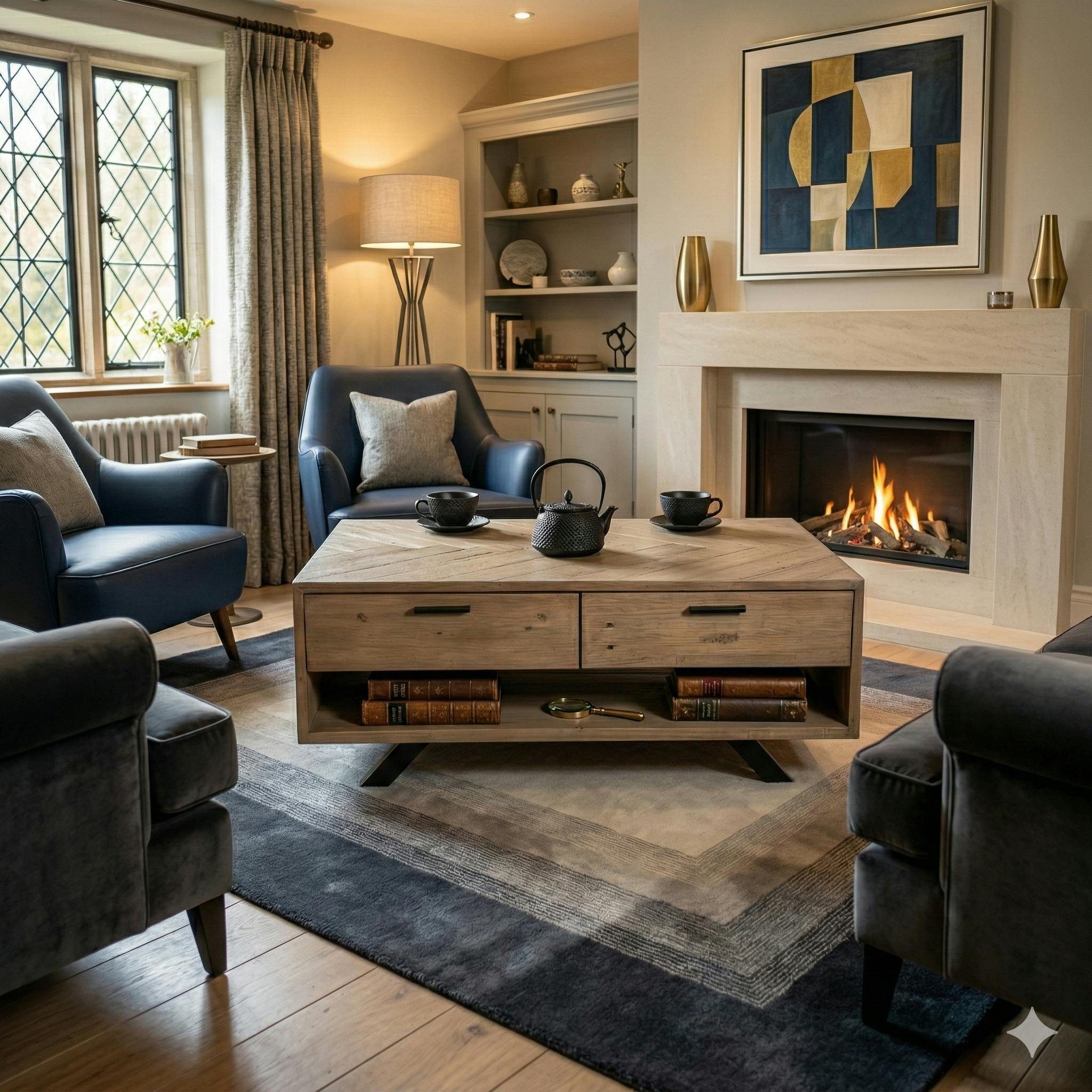 Table basse contemporaine bois recyclé VITTORIA