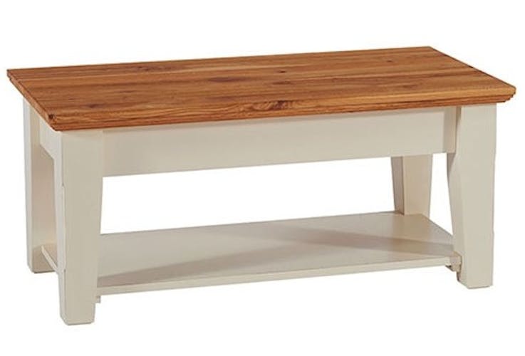 Table basse rectangulaire en bois blanc de style bord de mer