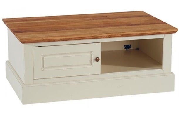 Table basse crème Bord de mer 110cm Chêne huilé BRIEUC