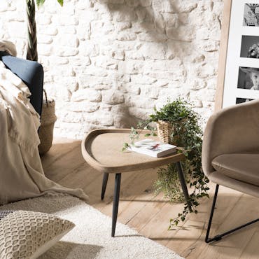 Table basse d'appoint métal et cannage BILBAO