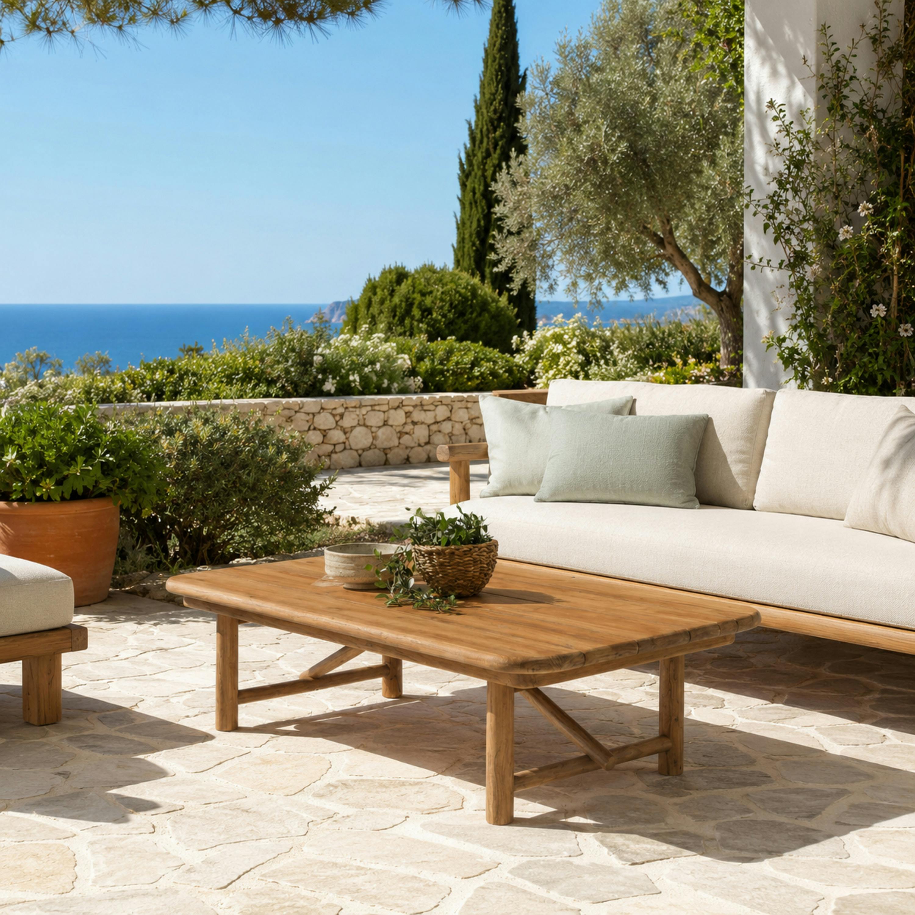 Table basse de jardin 130 cm en teck recyclé ORIA