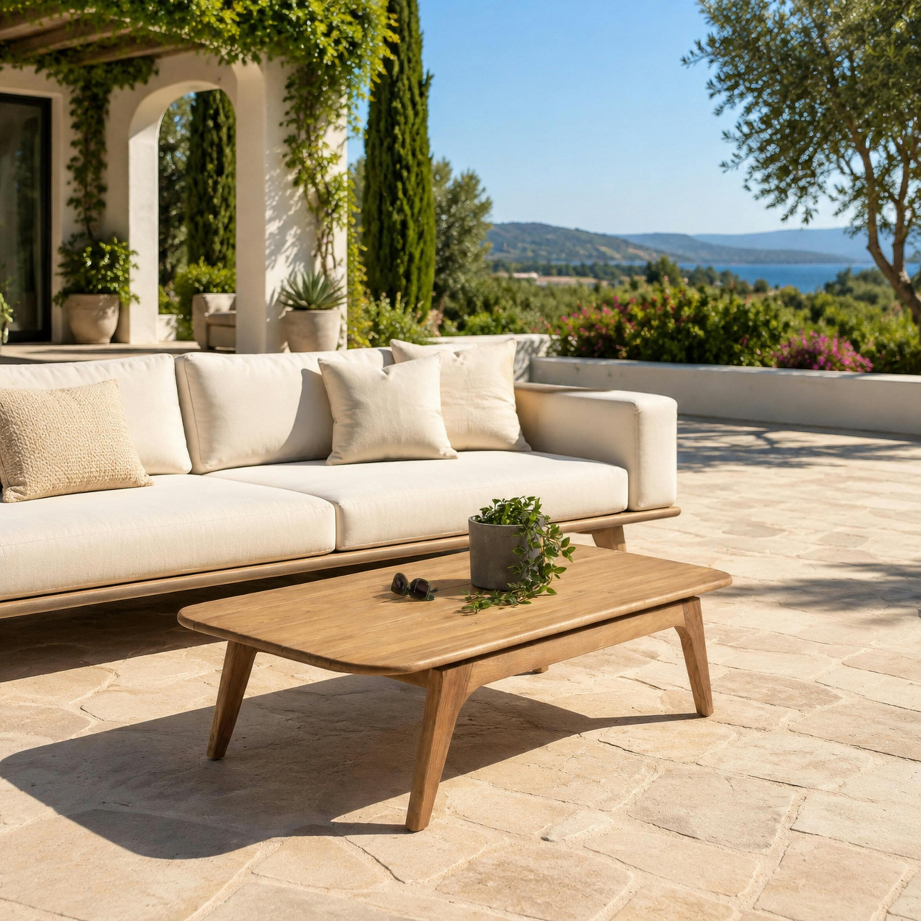 Table basse de jardin 130 cm en teck recyclé ORIA