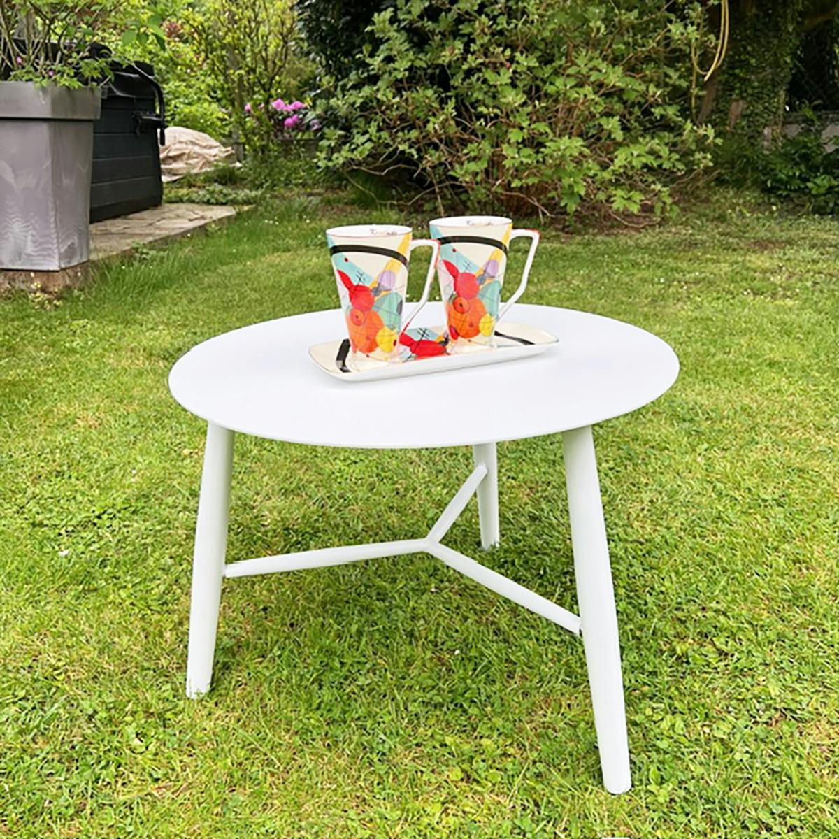 Table basse de jardin en aluminium blanc Ø 60 cm STOCKHOLM