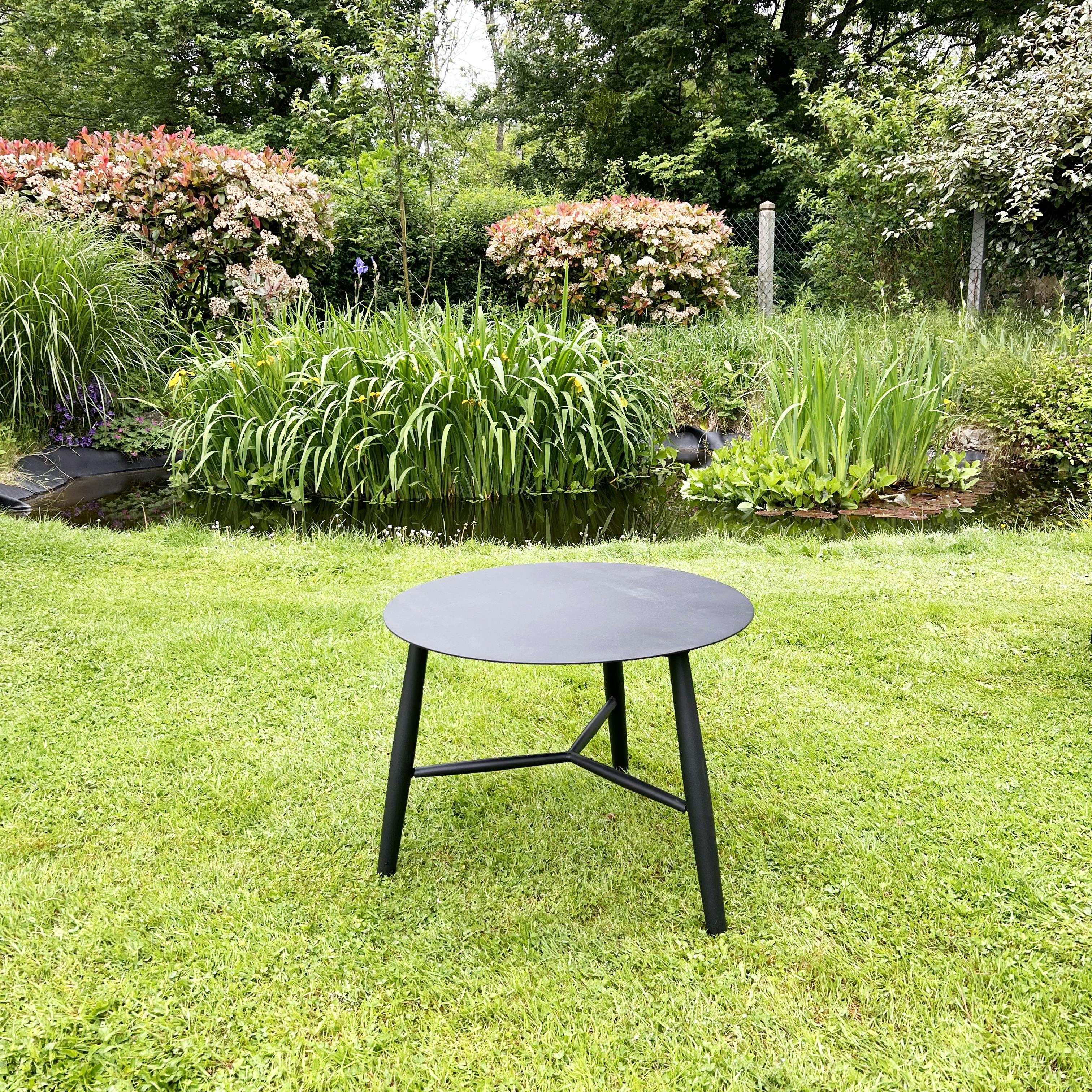 Table basse de jardin en aluminium noir Ø 60 cm STOCKHOLM