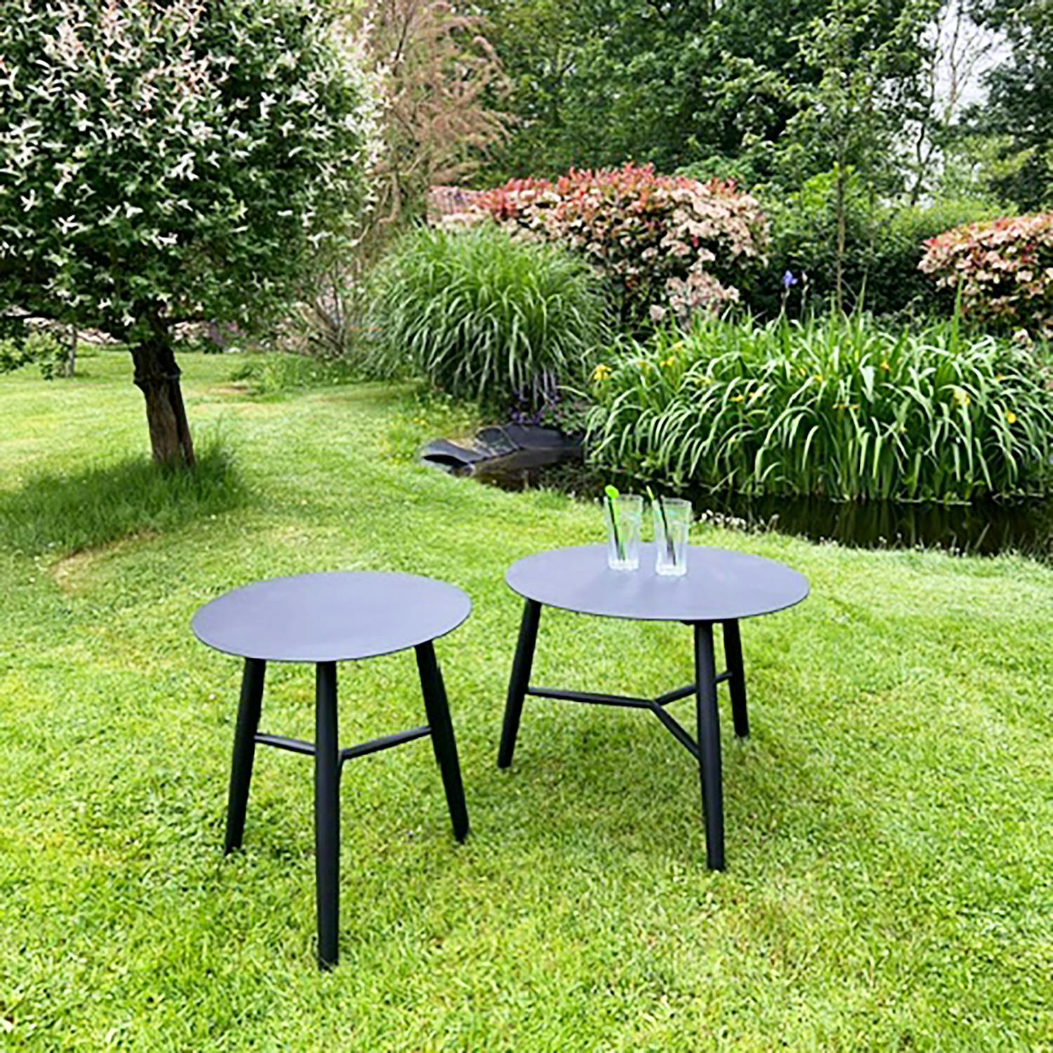 Table basse de jardin en aluminium noir Ø 75 cm STOCKHOLM