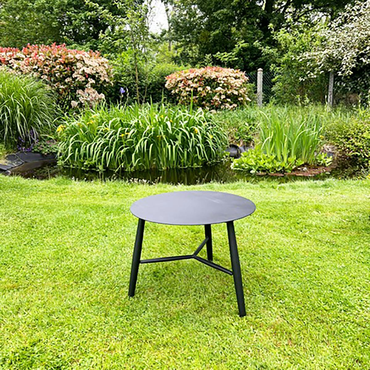 Table basse de jardin en aluminium noir Ø 75 cm STOCKHOLM