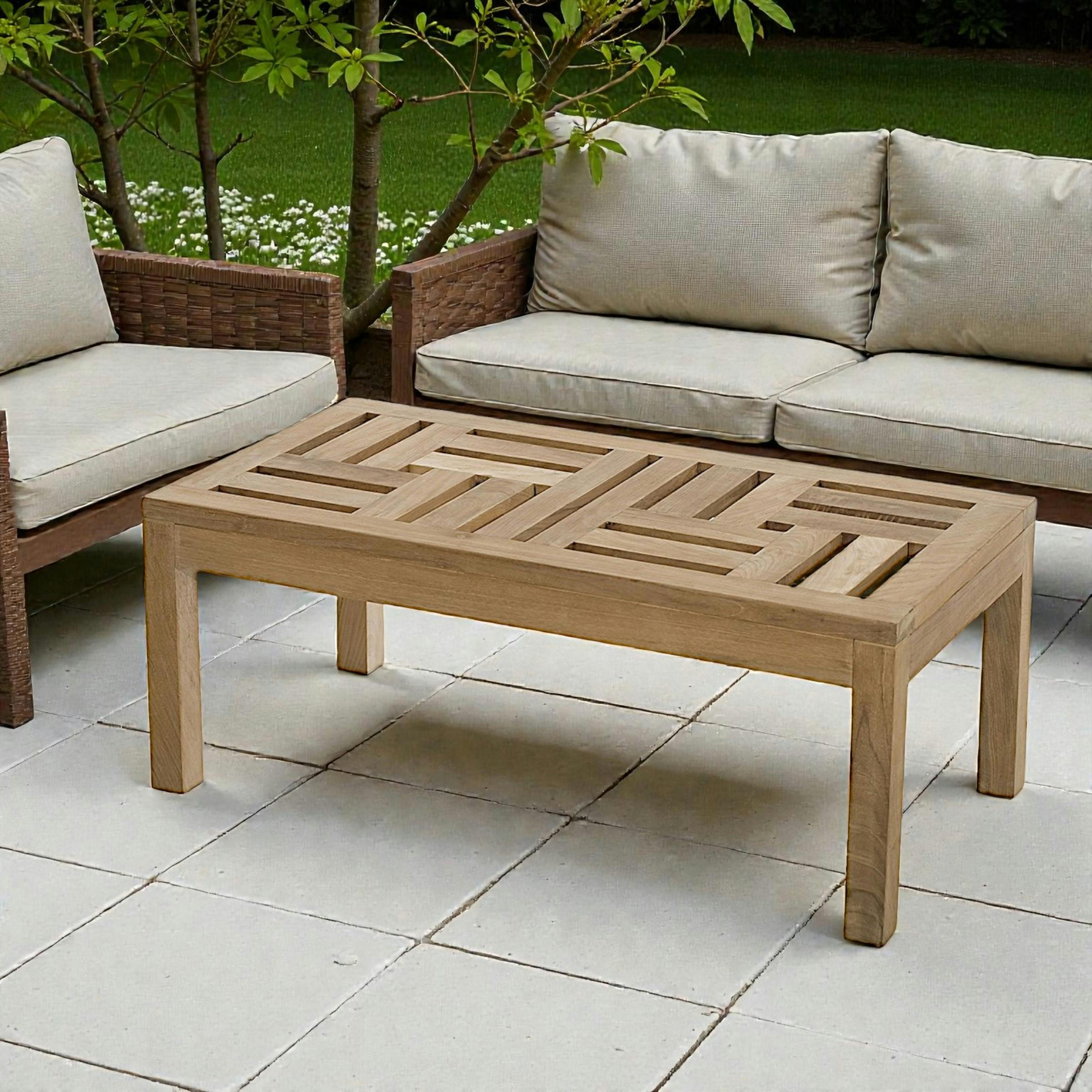 Table basse de jardin en Teck brut massif 100cm SUMMER