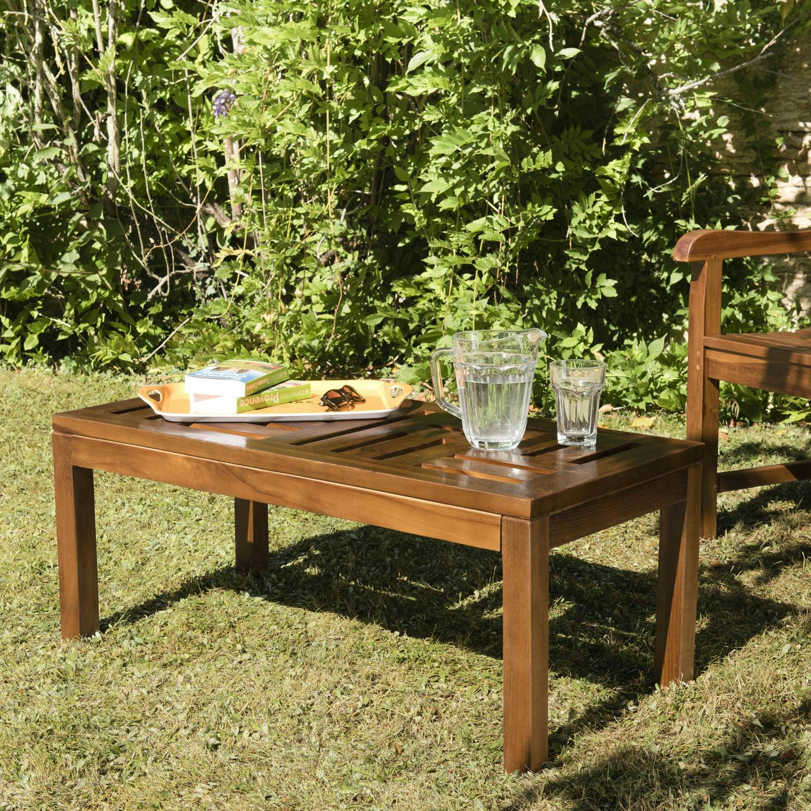 Table basse de jardin en teck huilé 100 cm MACAO