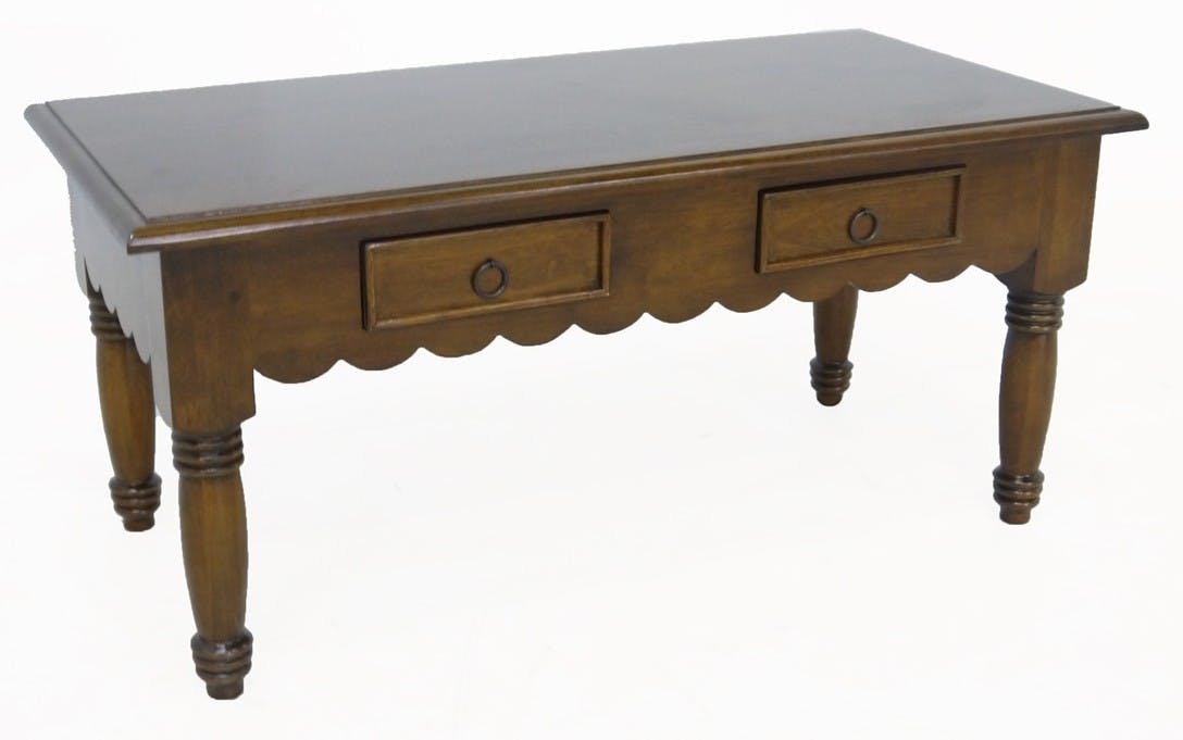 Table basse Dentelle Hévéa 2 tiroirs 100x50x46cm TRADITION