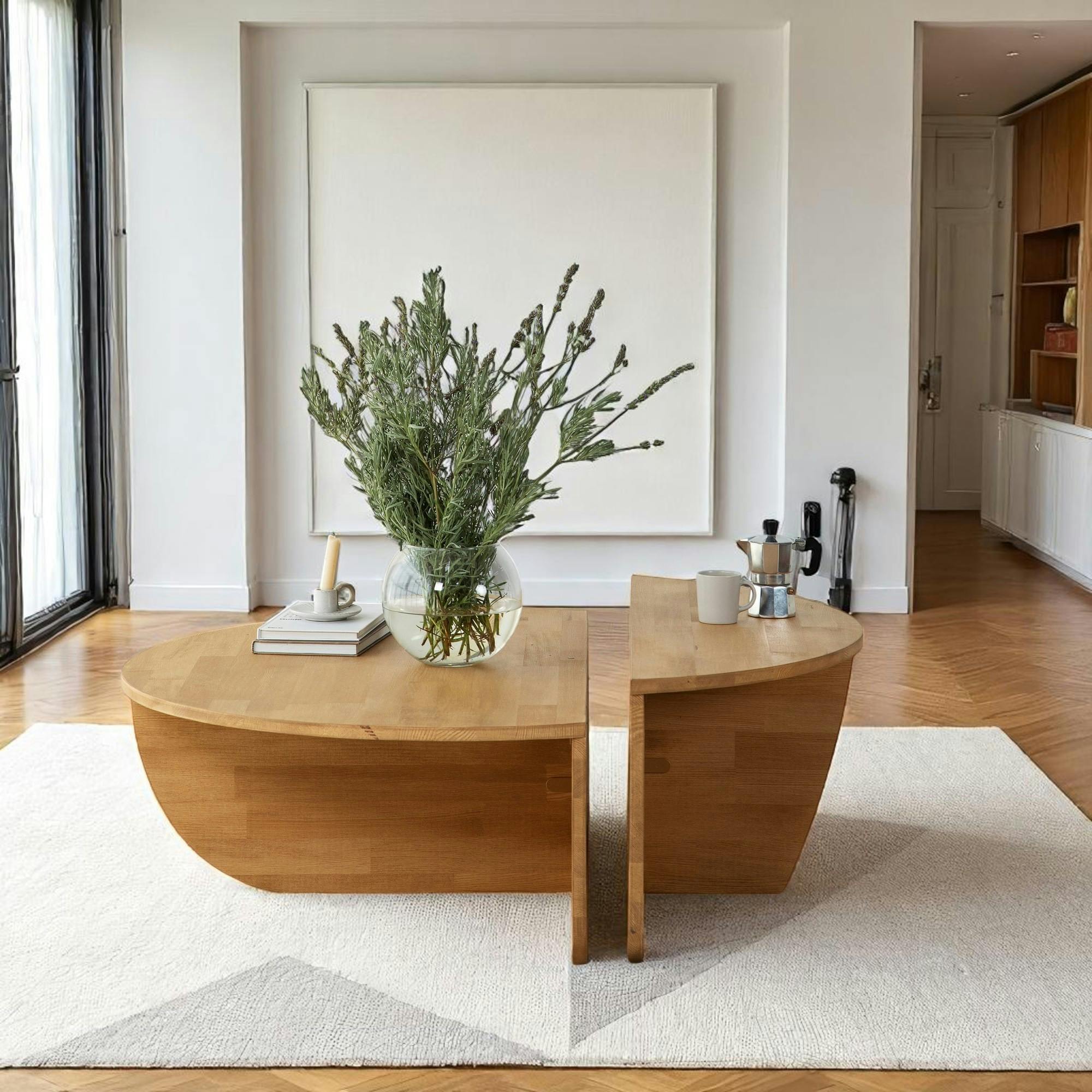 Table basse design en bois clair - 2 modules SITIA