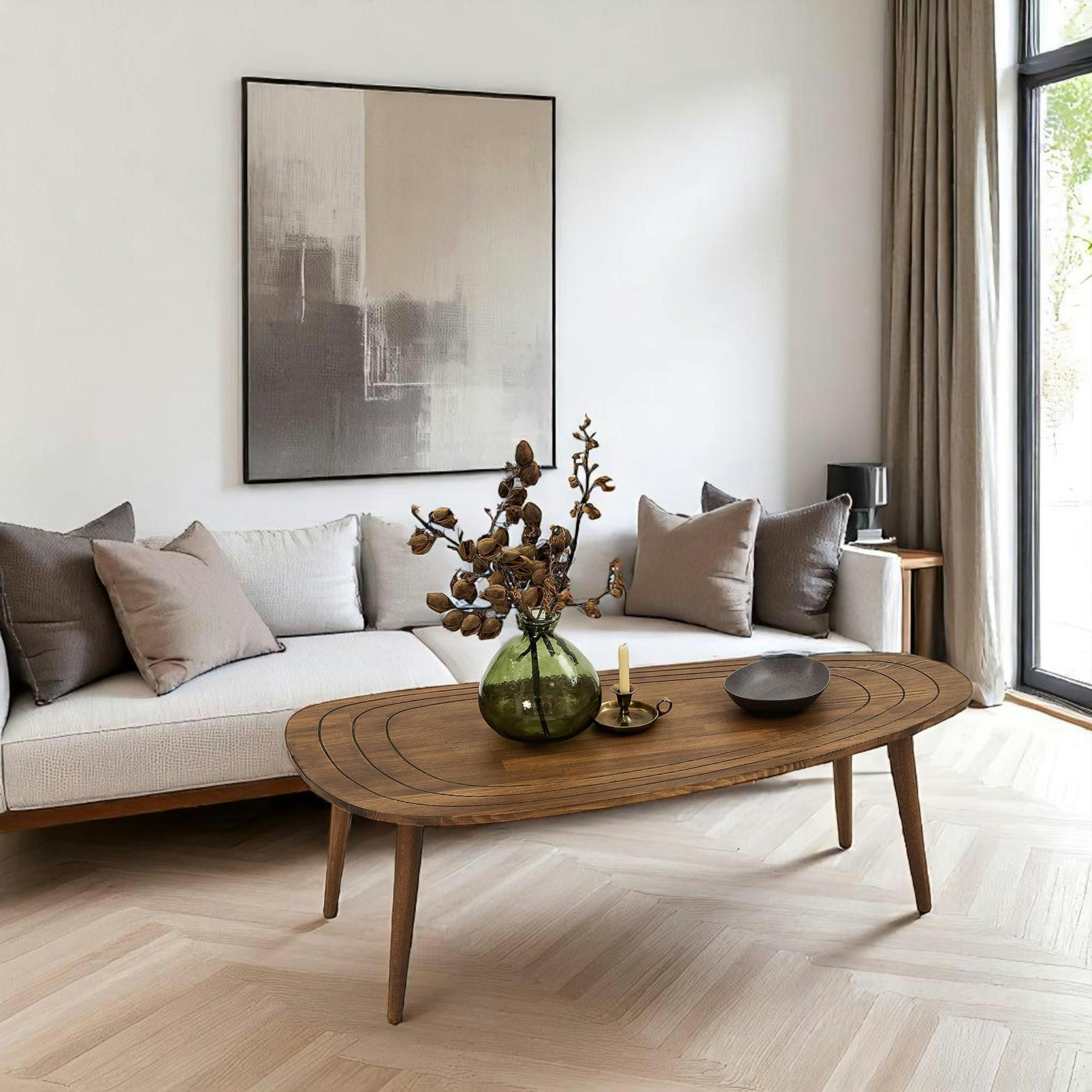 Table basse design en bois foncé - effet tronc d'arbre BOMA