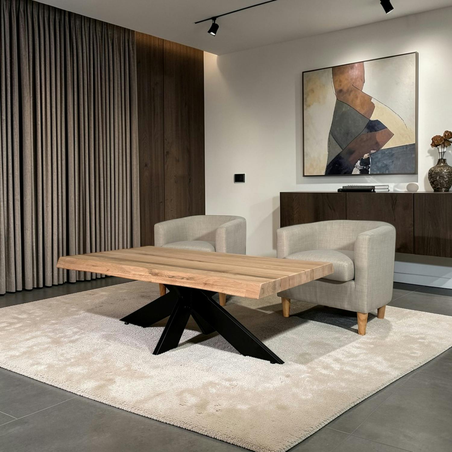 Table basse design en chêne blanc avec bords naturels PALERME