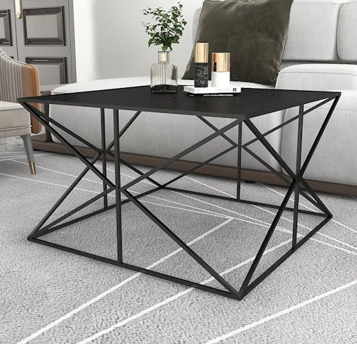 Table basse design noire forme carrée HIMALAYA