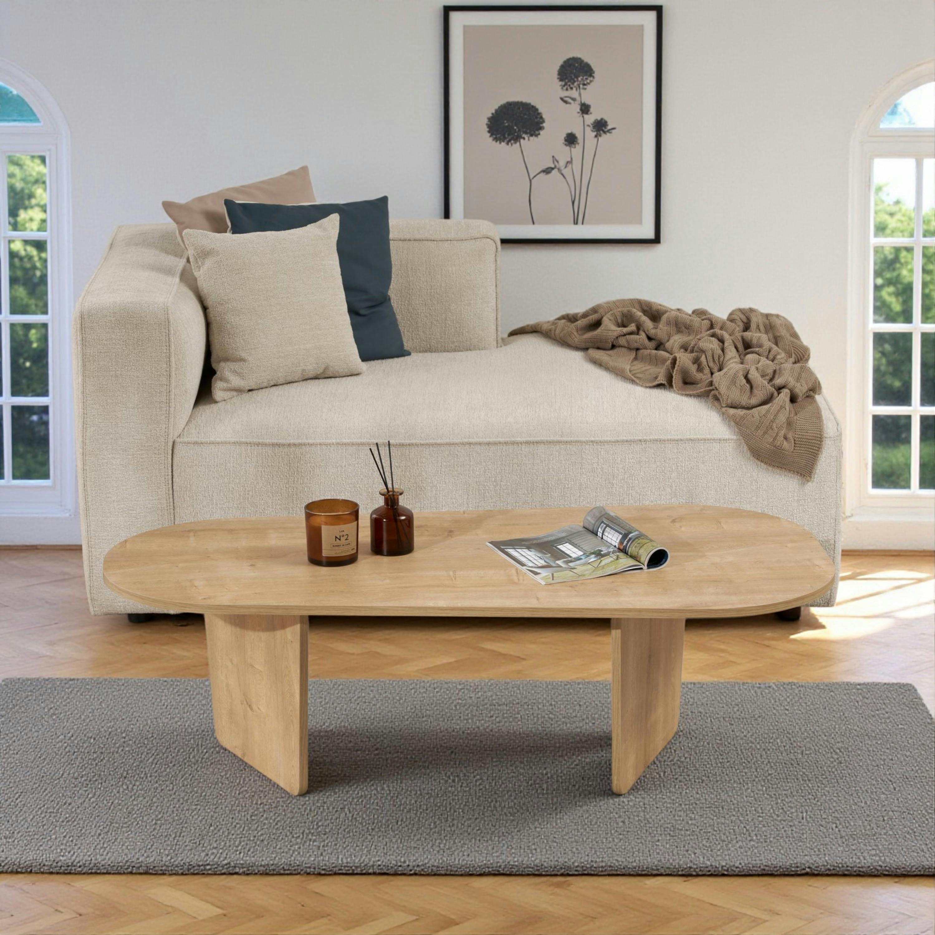 Table basse design organique effet bois, pieds obliques MARFA