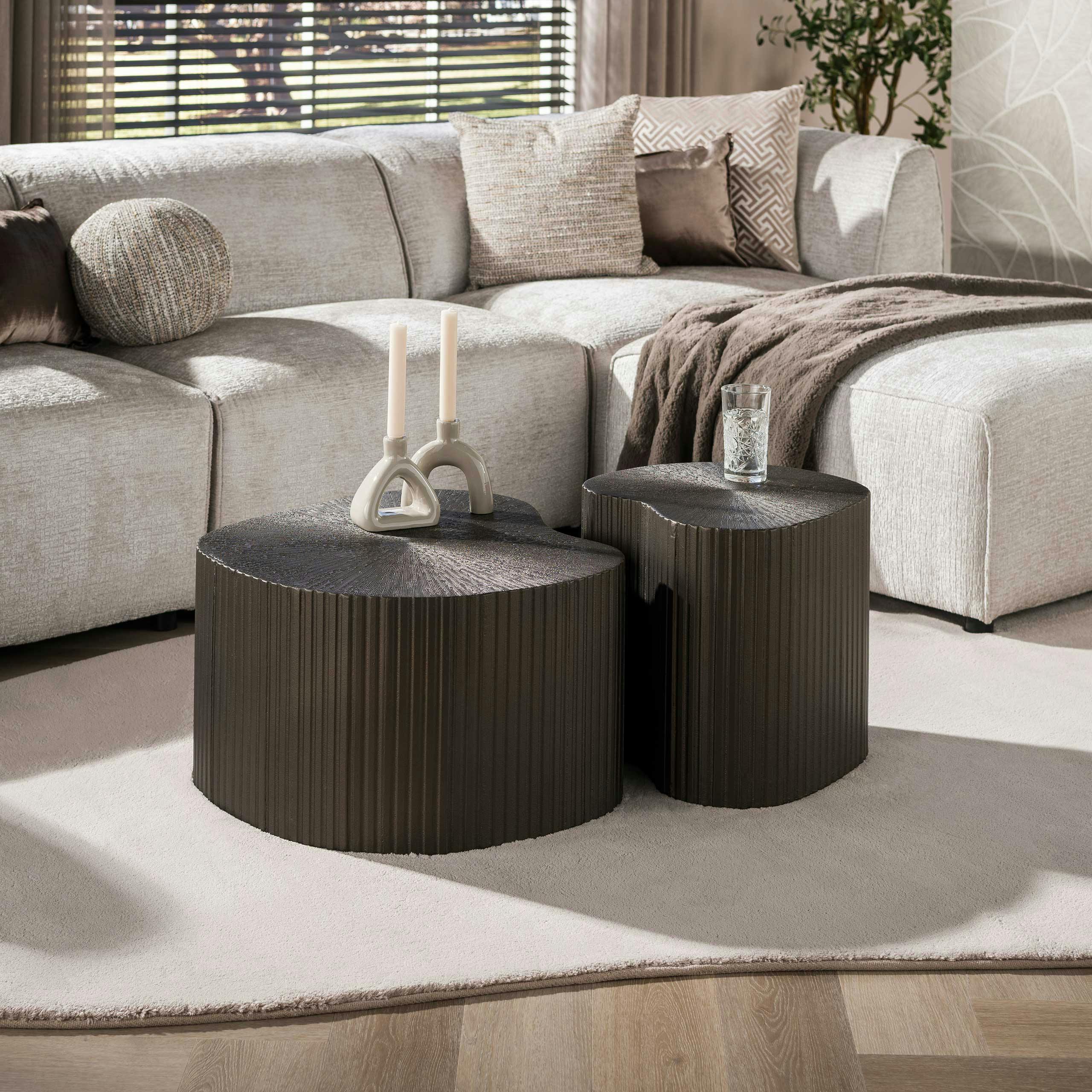 Table basse design organique effet métal foncé (x2) RALF