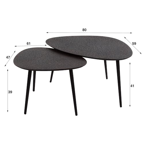Table basse design organique grise (2 pièces) RALF