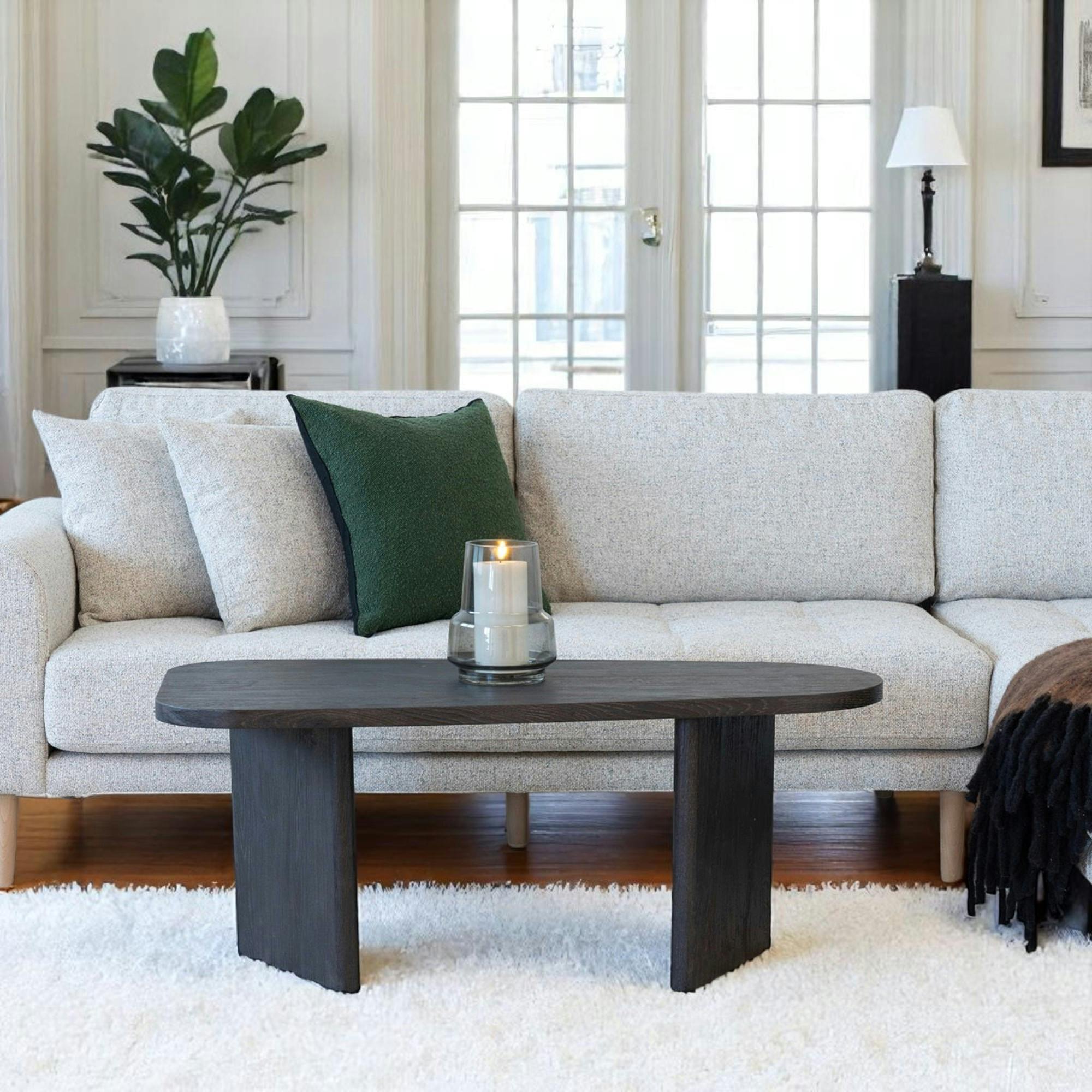 Table basse design - pieds larges, effet chêne brun TARTU