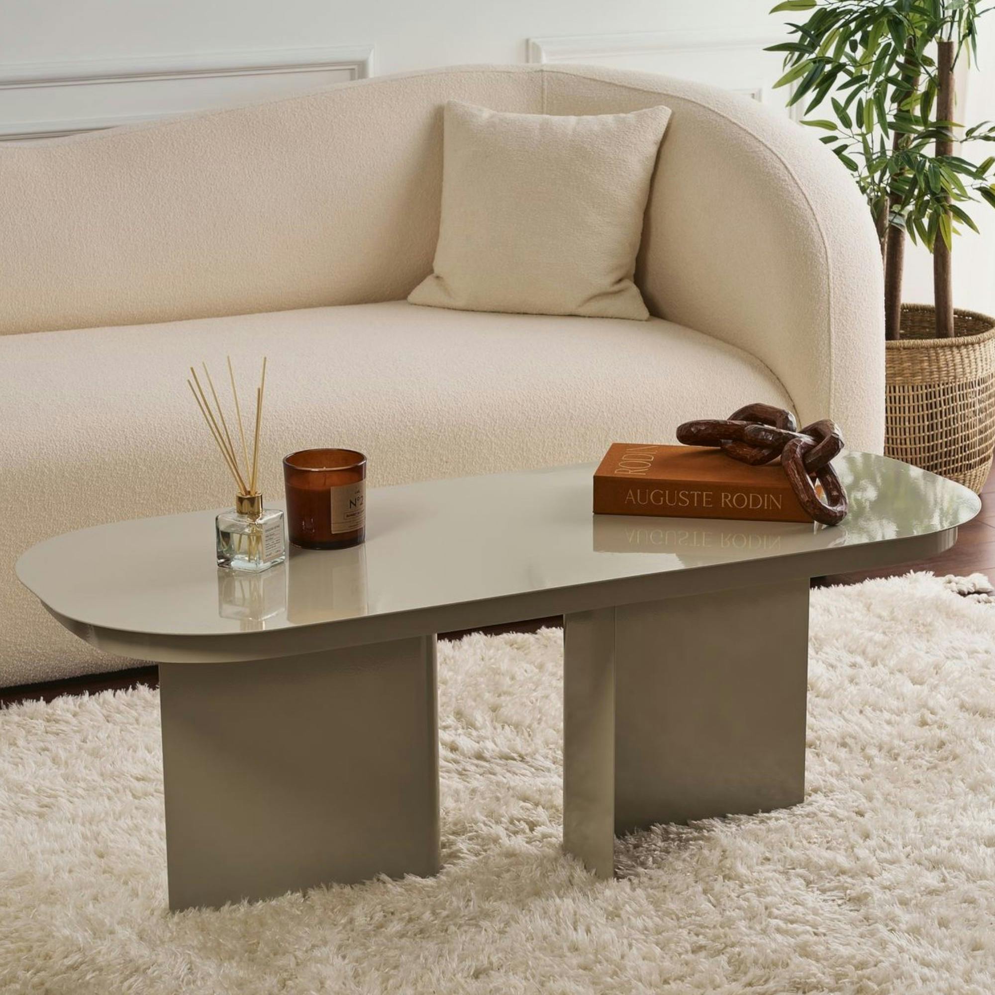 Table basse design taupe mate - pieds incurvés SFAX