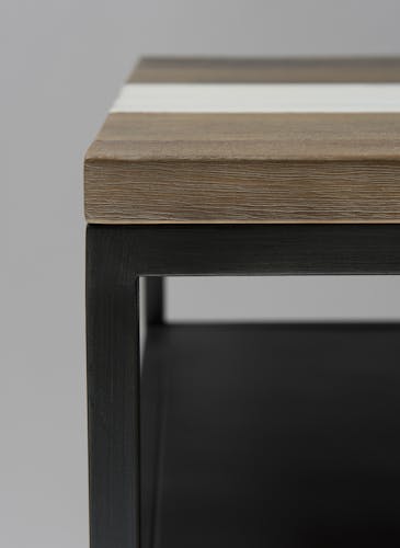 Table basse rectangulaire en bois pieds metal deux plateaux style contemporain