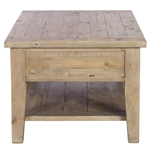 Table basse rectangulaire en bois recycle FSC de style campagne