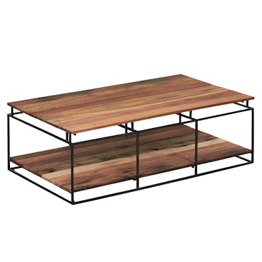  Table basse rectangulaire deux plateaux en bois recycle de syle industriel