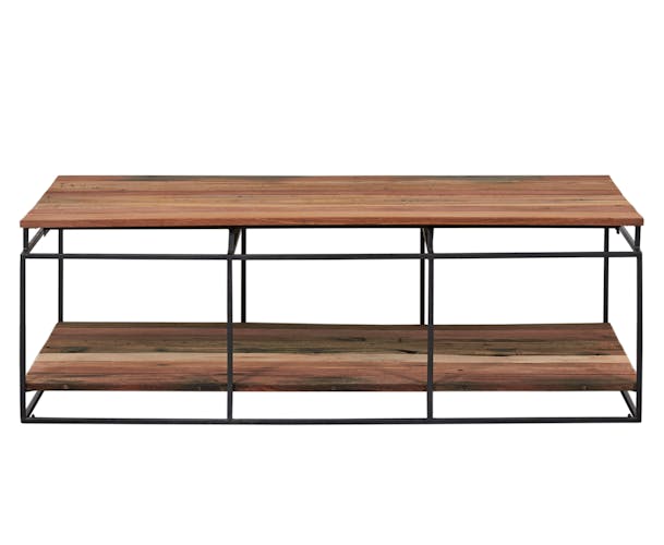 Table basse rectangulaire deux plateaux en bois recycle de syle industriel