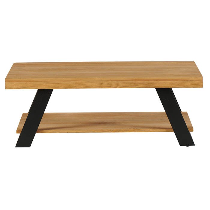 Table basse double plateau en bois de pin massif brossé GREENWICH