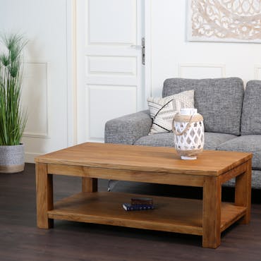 Table basse double plateau teck massif brossé RIO