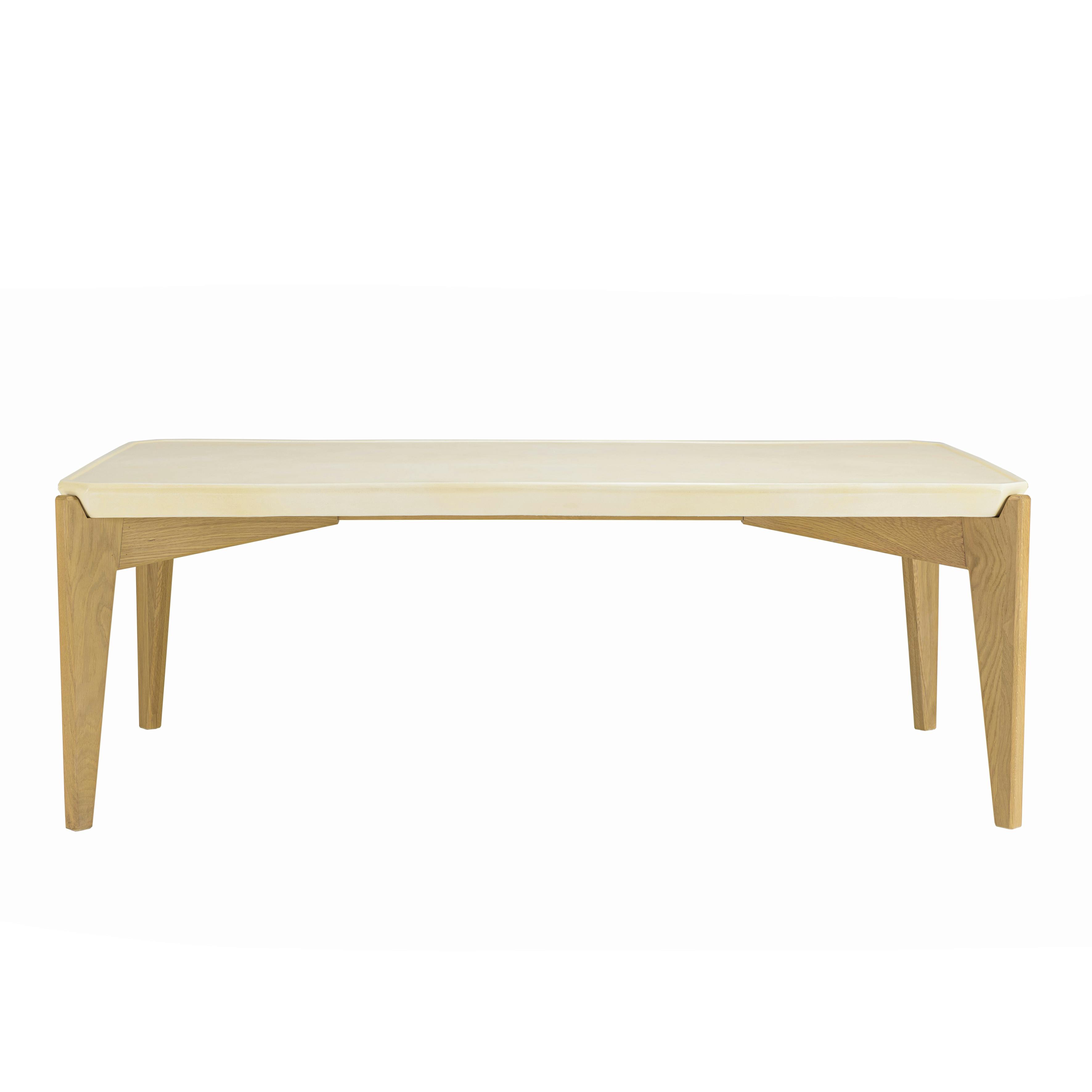 Table basse en béton beige 130 x 70 cm angles biseautés BRASILIA