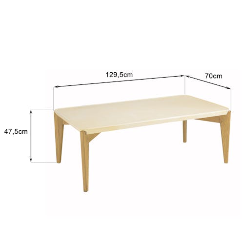Table basse en béton beige 130 x 70 cm angles biseautés BRASILIA