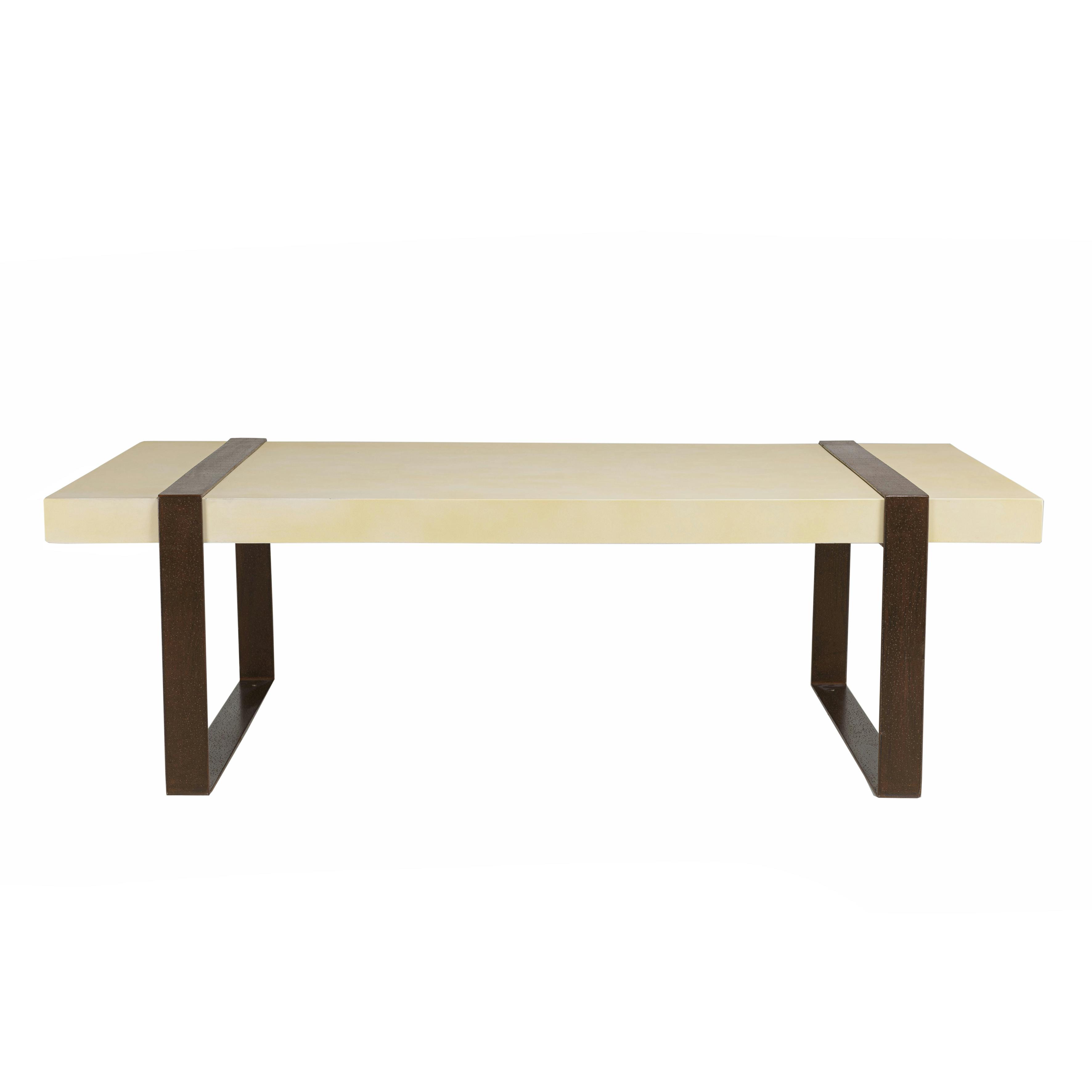 Table basse en béton beige pieds métal encastrés 135 cm BRASILIA