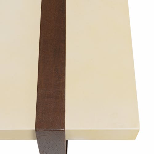 Table basse en béton beige pieds métal encastrés 135 cm BRASILIA