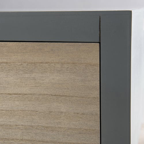Table basse en bois couleur gris béton, 2 tiroirs couleur naturelle, 1 niche  120x60x39cm LORENS