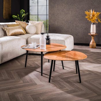 Table basse en bois d'acacia forme galet (lot de 2) MELBOURNE