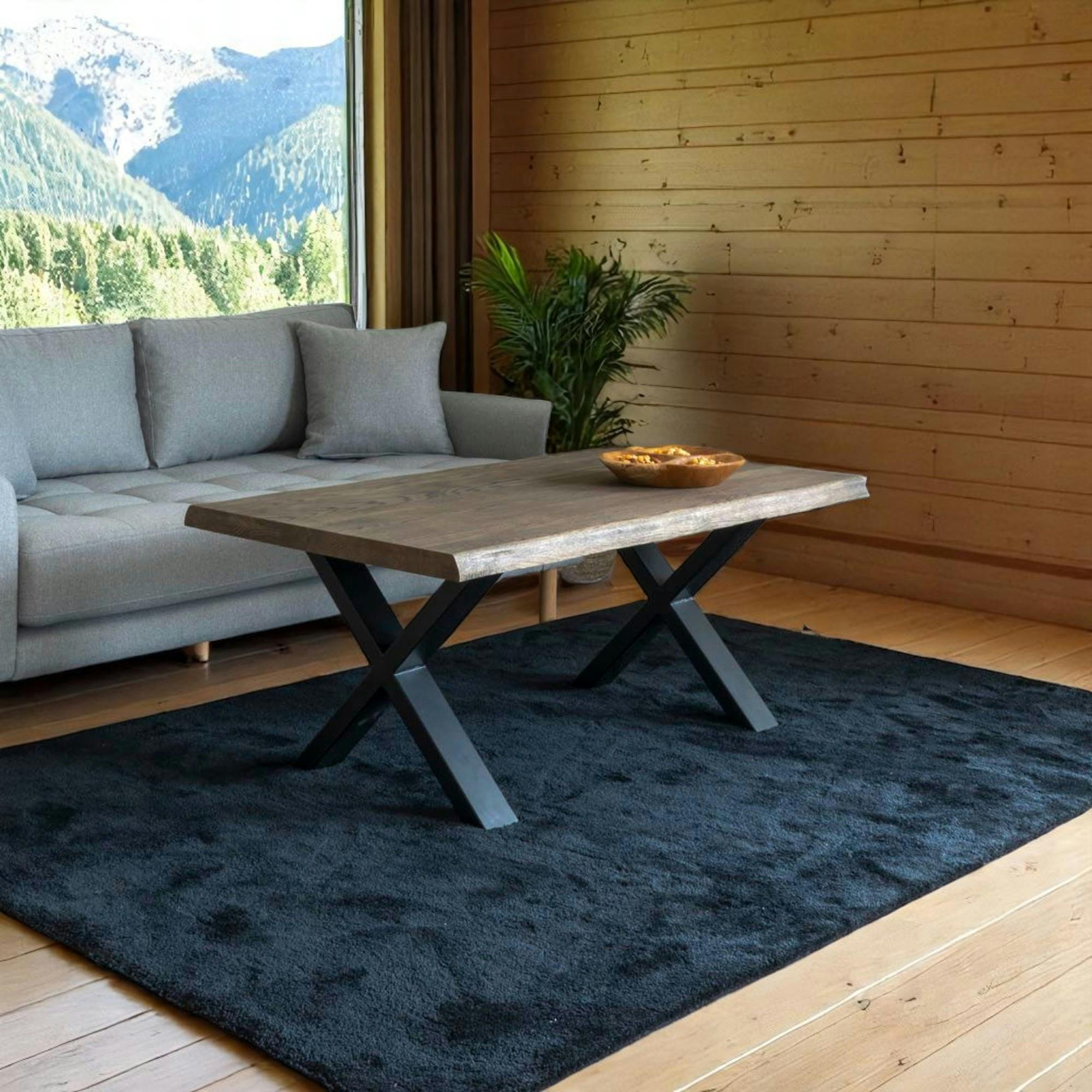 Table basse en bois de chêne brun avec bordures naturelles SAVONE