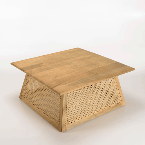 Table basse en bois de manguier et cannage MALAGA