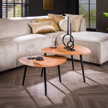 Table basse en bois massif forme triangle (lot de 2) MELBOURNE