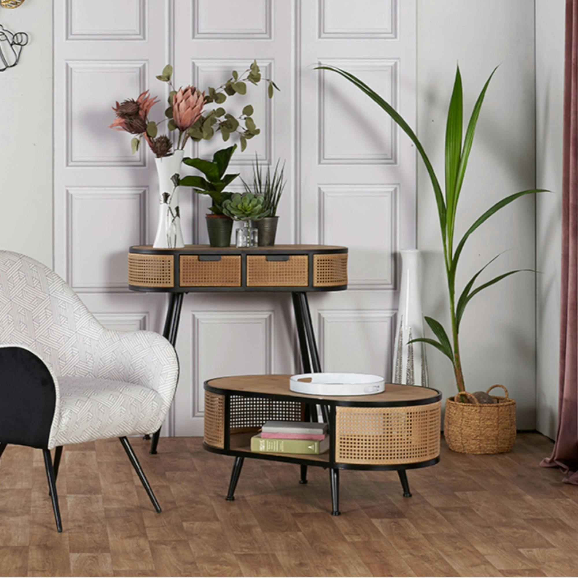 Table basse en cannage métallique HAAG