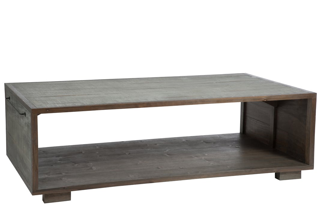 Table basse en pin gris avec porte-revue - 145x80x35cm FOREST