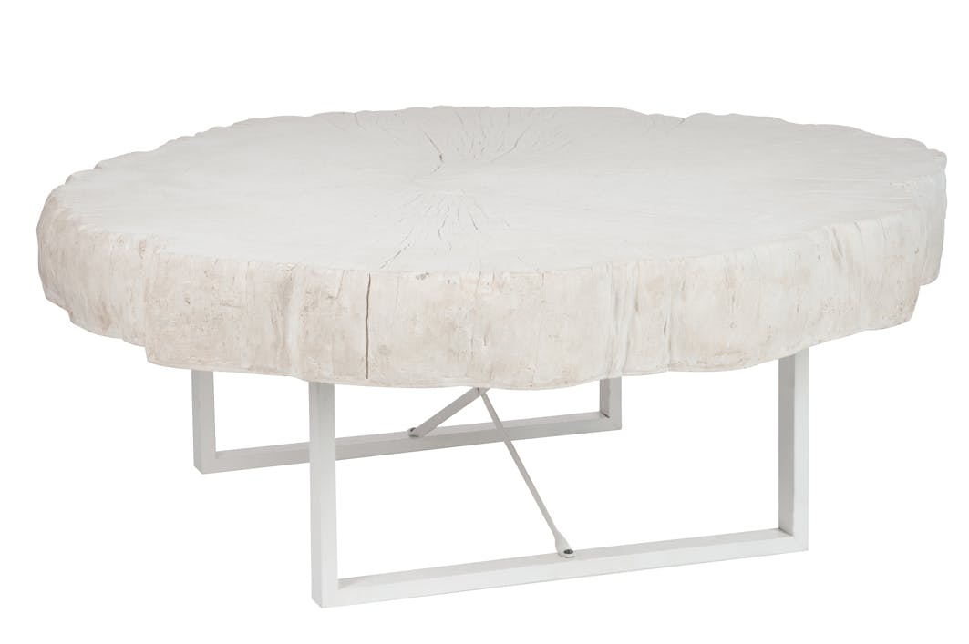 Table basse en résine blanche, 117x107x43cm
