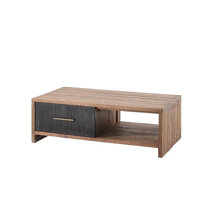 Table basse rectangulaire en bois deux tiroirs de style exotique