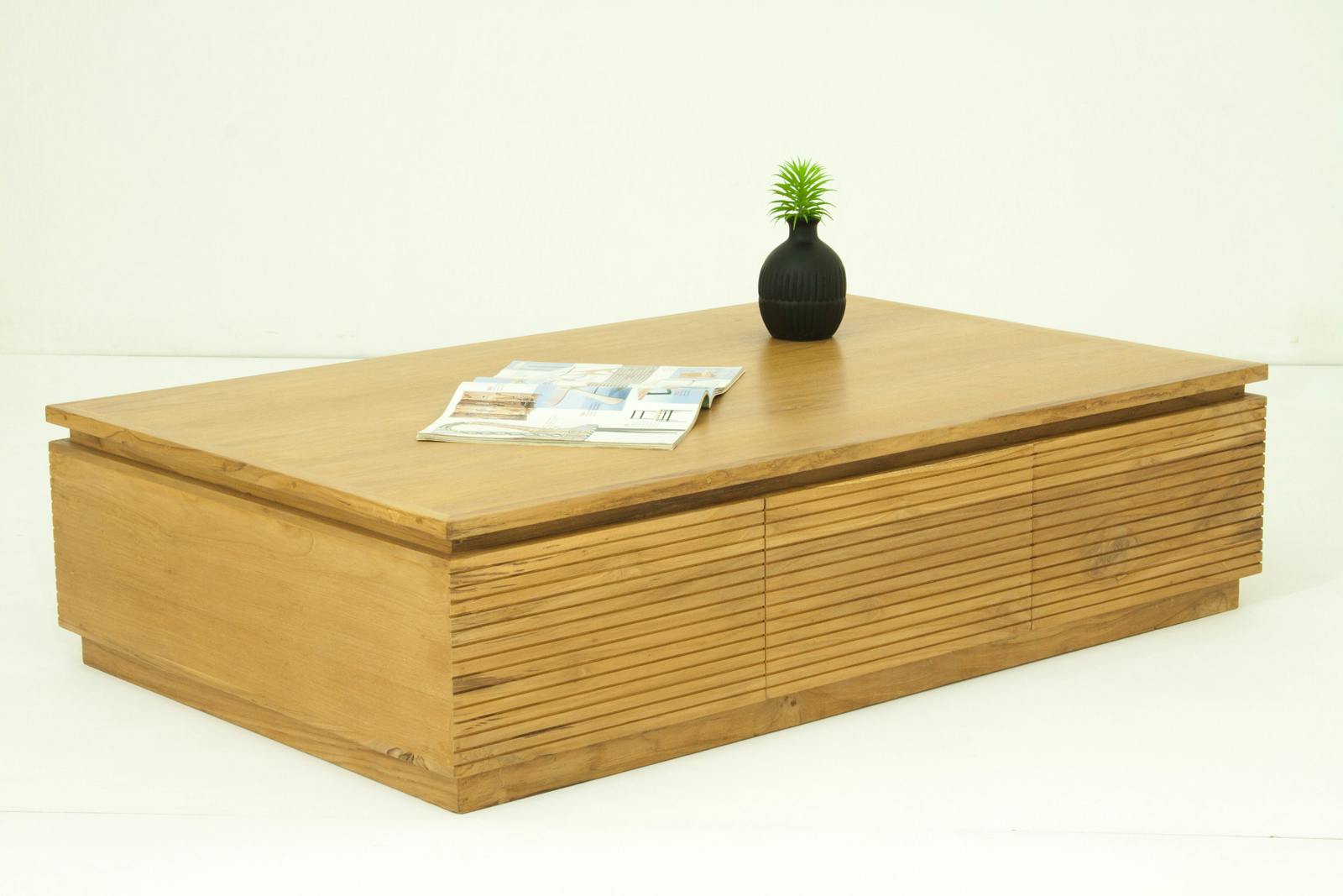 Table basse en Teck massif naturel 2 tiroirs centraux 120x75x30cm GARISS
