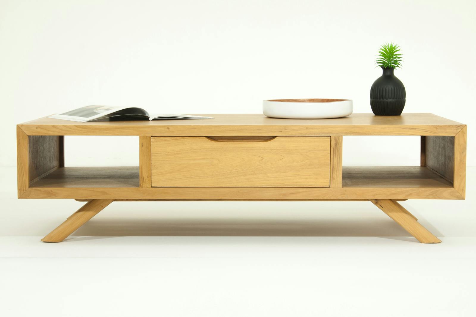 Table Basse En Teck 120x80 Cm Meuble De Salon En Bois Massif Naturel 9504789524319