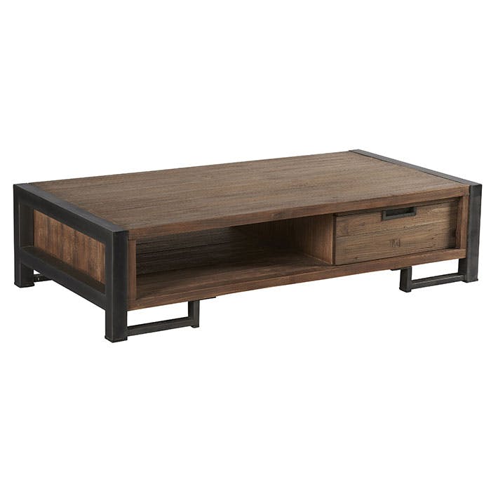 Table basse en teck naturel 2 tiroirs 110x70x35cm CANADA