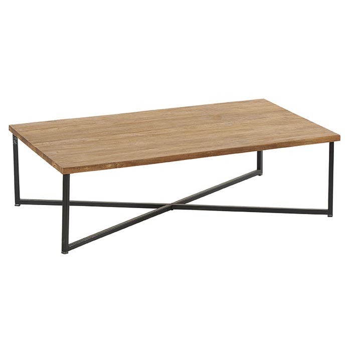 Table basse rectangulaire en bois pieds metal de style contemporain