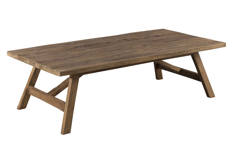Table basse rectangulaire en bois recycle de style contemporain