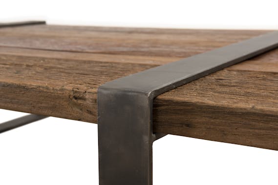 Table basse rectangulaire en bois traverses de chemin de fer style industriel
