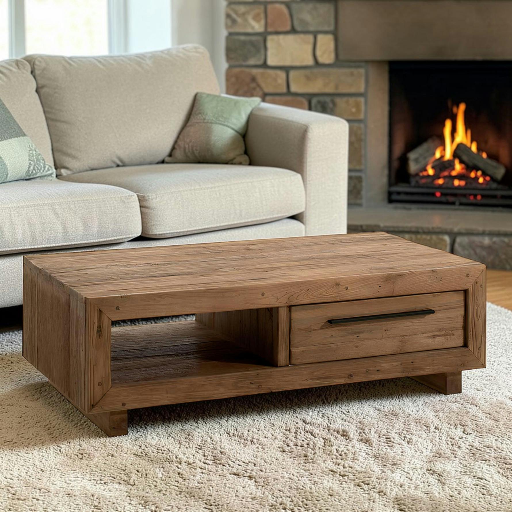 Table basse en teck recyclé naturel KERALA