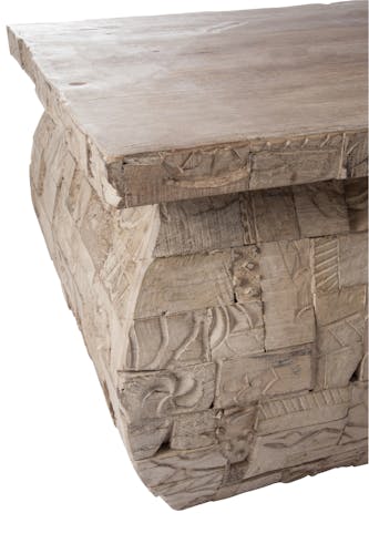 Table basse exotique en bois gris - 122x62x46cm