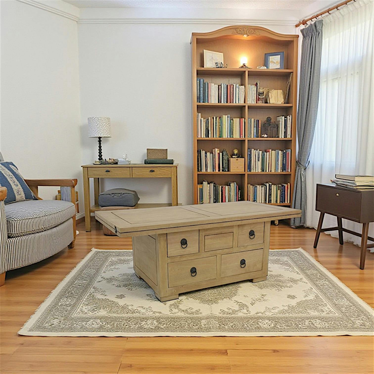 Table basse extensible hévéa massif 110cm MAORI